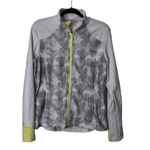 Mondetta Workout Jacket Full Zip Long Sleeve Top Yoga Track Large White Gray